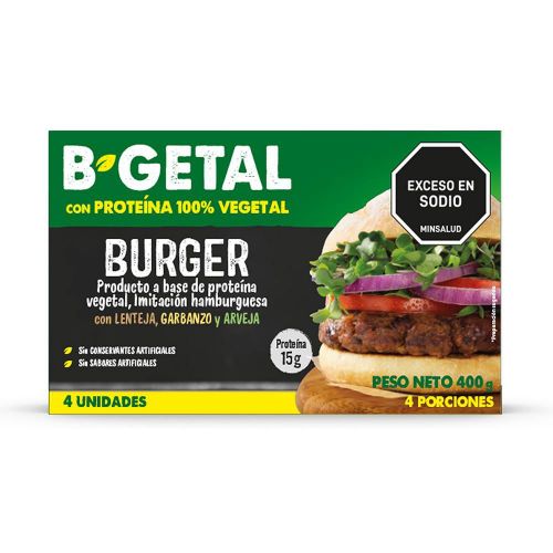 Imagen de Hamburguesa proteína vegetal B  GETAL x4und (400  gr)