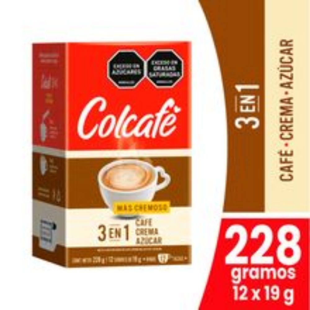 Imagen de Café COLCAFÉ 3 en 1 mas cremoso 12 sobres x19 g c/u