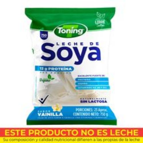 Imagen de Leche de soya TONING integral sabor a vainilla x750 g