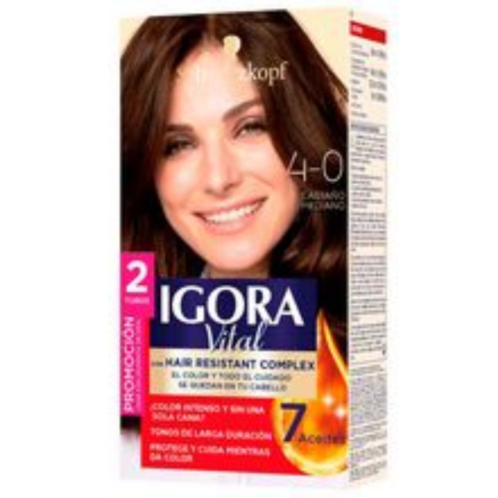 Imagen de Tinte IGORA vital castaño medio 2 tubos N.° 4.0