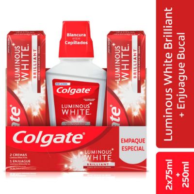 Imagen de Crema dental COLGATE luminous white + enjuague bucal (400  ml)