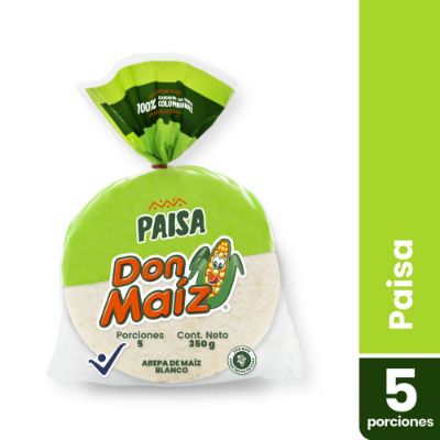 Imagen de Arepas blancas DON MAIZ paisa x5 und (350  gr)