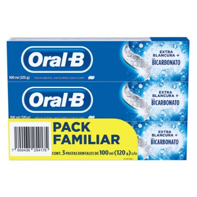 Imagen de Crema dental ORAL B bicarbonato 3 unds x100 ml c/u