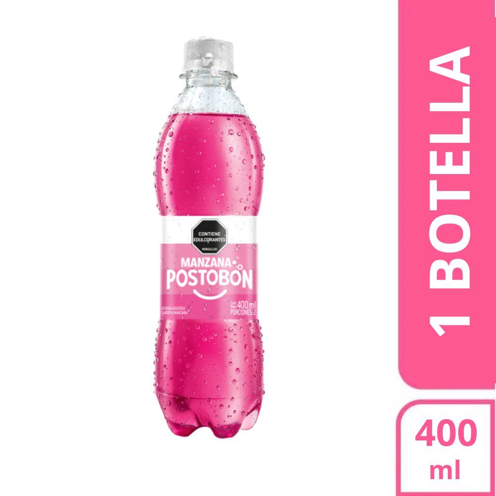 Imagen de Gaseosa POSTOBON manzana sin azúcar botella (400  ml)