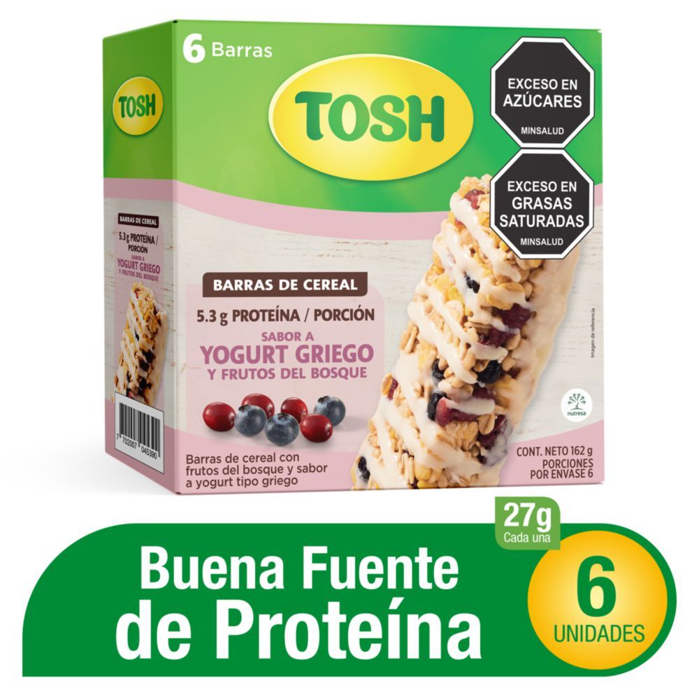 Imagen de Barra de cereal TOSH yogurt griego y frutos del bosque (162  gr)