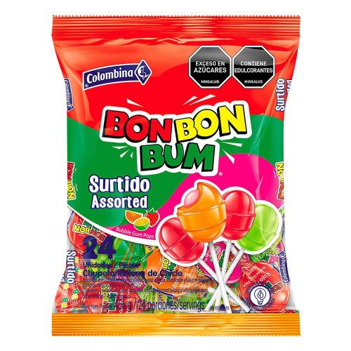 Imagen de Chupetas BON BON BUM surtidos con chicle (456  gr)