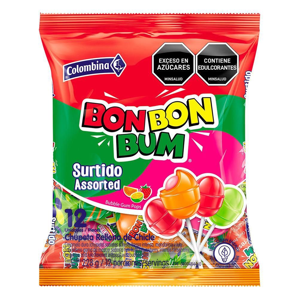 Imagen de Chupetas BON BON BUM surtido relleno de chicle (228  gr)