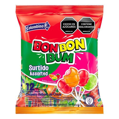 Imagen de Chupetas BON BON BUM surtido relleno de chicle (228  gr)