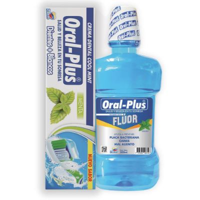 Imagen de Enjuague bucal ORALPLUS  + crema dental cool mint (620  gr)
