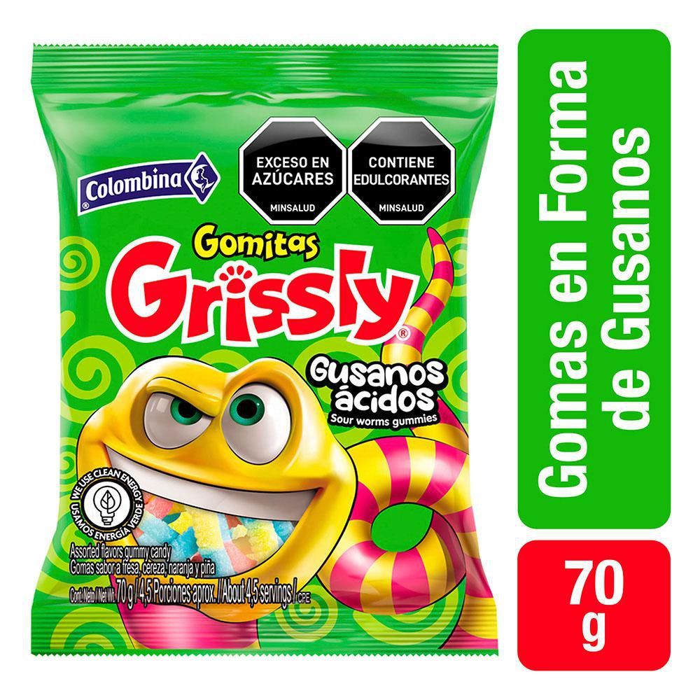 Imagen de Gomitas GRISSLY ácidas sabor a fresa  (70  gr)