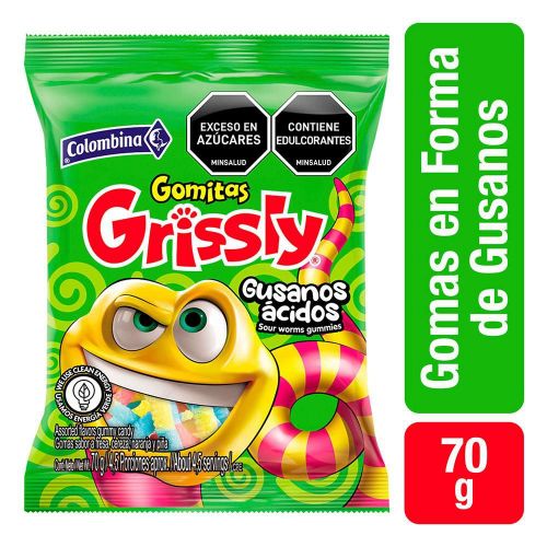 Imagen de Gomitas GRISSLY ácidas sabor a fresa  (70  gr)