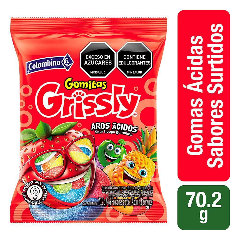 Imagen de Gomitas GRISSLY ácidas sabor a manzana  (70.2  gr)