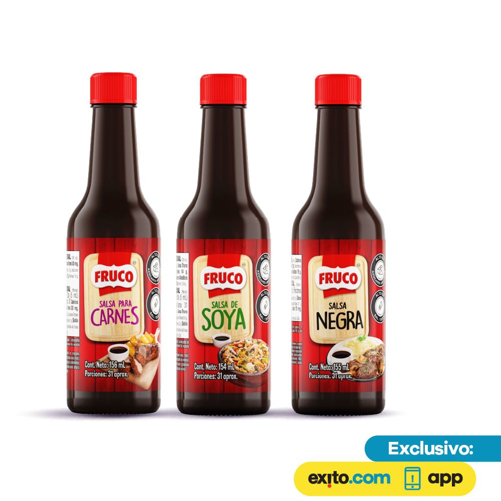 Imagen de Pack Salsas FRUCO Soya, Negra y Carne (465mk)