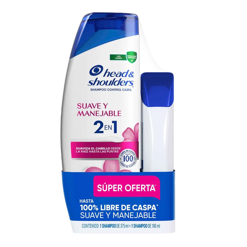 Imagen de Oferta shampoo HEAD & SHOULDERS 2en1 x375 ml + 2en1 suave manejo x180 ml precio especial