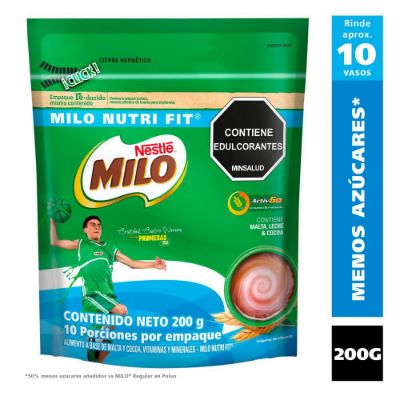 Imagen de Bebida achocolatada con malta MILO NUTRI FIT nutrifit menos azúcares (200  gr)