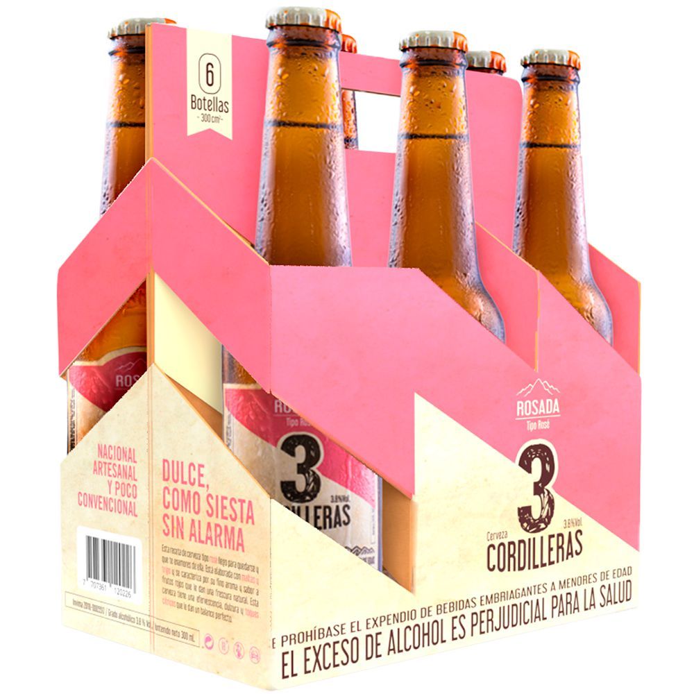 Imagen de Cerveza Artesanal 3CORDILLERAS Rosé Botella x6und 300ml (1800  ml)
