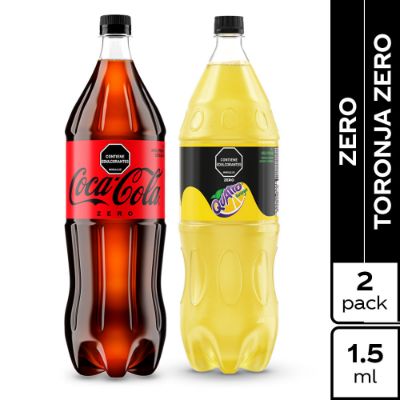 Imagen de Gaseosa Coca-Cola Zero 1.5L + Quatro Zero 1.5L