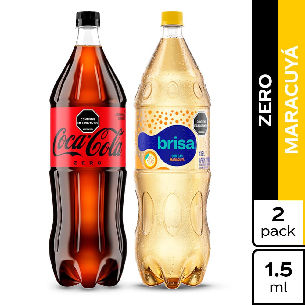 Imagen de Gaseosa Coca-Cola Zero 1.5L + Agua Brisa Maracuyá 1.5L