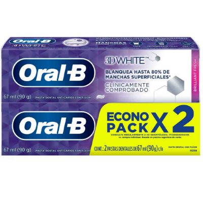 Imagen de Crema dental ORAL-B blanqueadora 2 unds x67 ml c/u