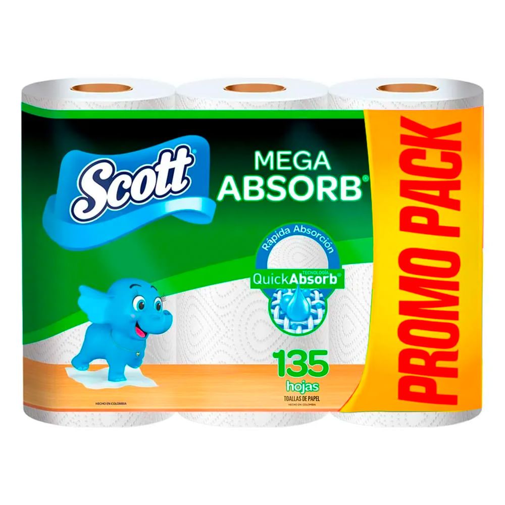 Imagen de Toallas de cocina SCOTT mega absorb promo pack x45 hojas c/u