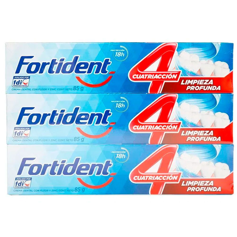 Imagen de Crema dental FORTIDENT limpieza profunda 3 unds x85 g c/u