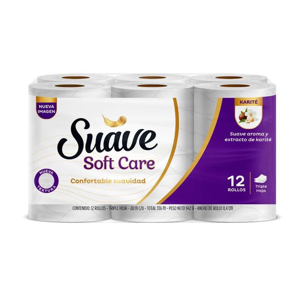 Imagen de Papel higiénico SUAVE GOLD SOFT CARE triple hoja con aroma x12 rollos (336  mts)