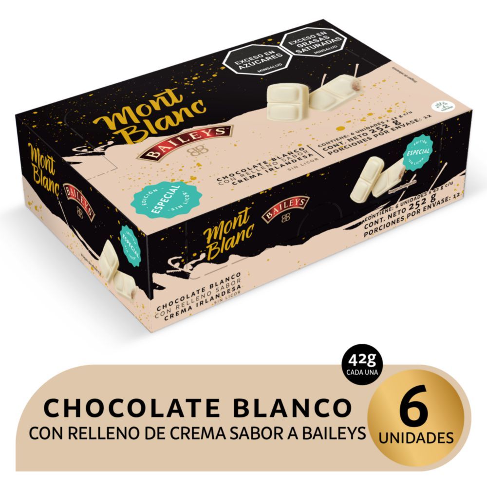 Imagen de Chocolatina MONTBLANC con relleno sabor a baileys (252  gr)
