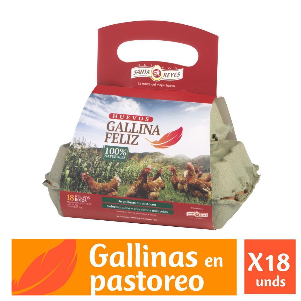 Imagen de Huevos AA GALLINA FELIZ rojo (18  und)