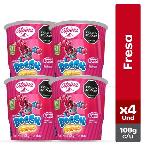 Imagen de Gelatina Fresa Vaso Fourpack BOGGY 432  gr