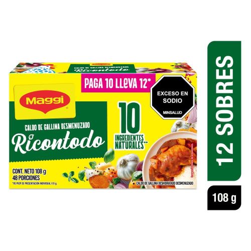 Imagen de Ricontodo Caldo De Gallina Desmenuzado MAGGI desmenuzado x 10 sobres (90  gr)