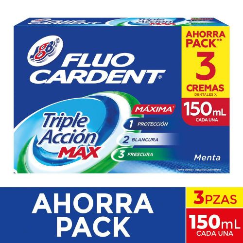 Imagen de Crema dental FLUOCARDENT triple acción max (450  ml)