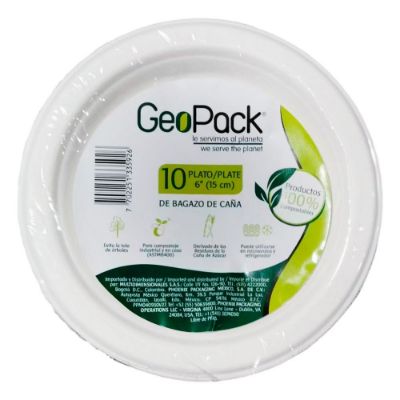 Imagen de Platos desechables GEOPACK compostable 15 cm