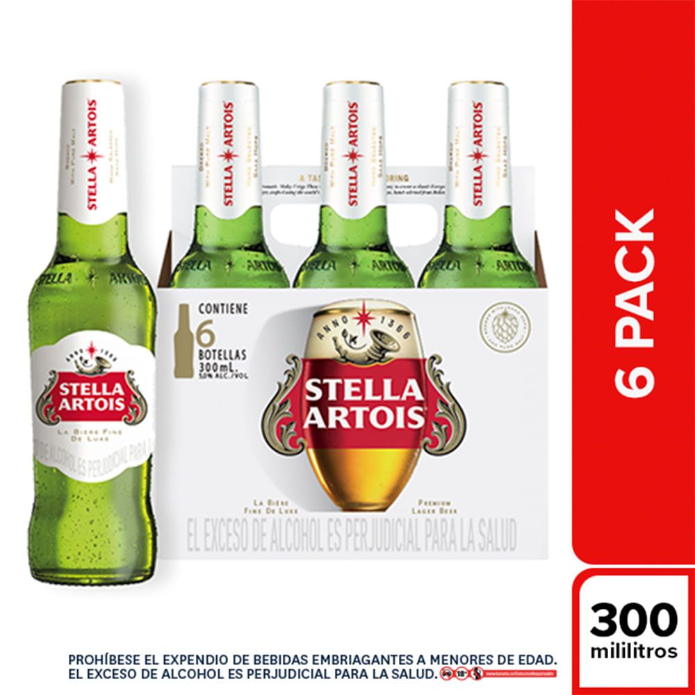 Imagen de Cerveza STELLA ARTOIS 6 unds x300 ml c/u