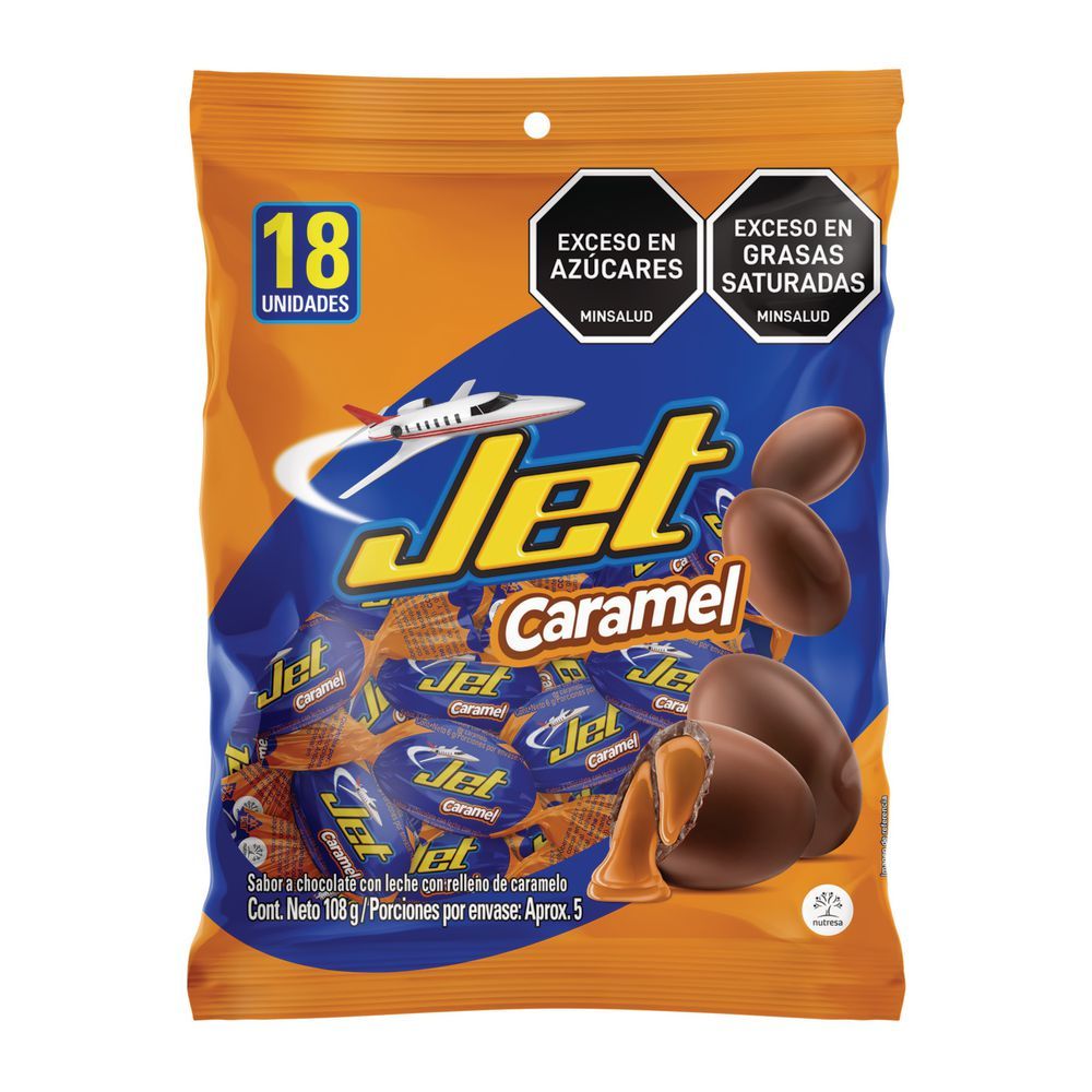 Imagen de Chocolatina JET con relleno de caramelo (108  gr)