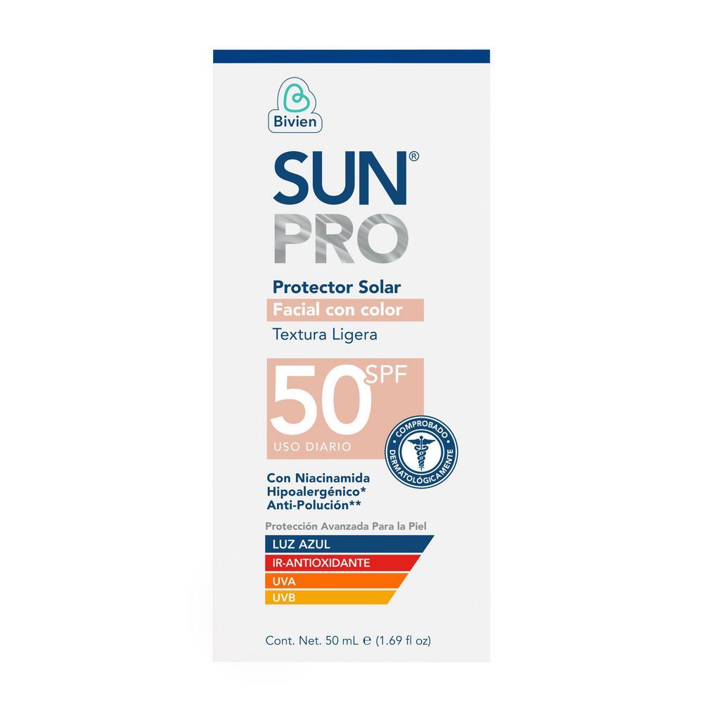 Imagen de Protector solar SUN PRO facial con color FPS 50 (50  ml)