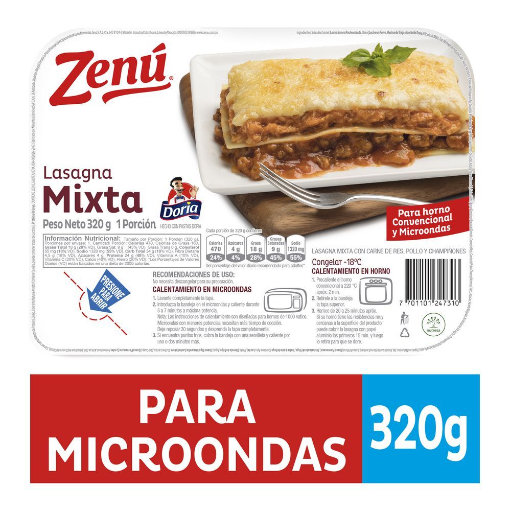 Imagen de LASAGNA MIXTA ZENU 320  gr