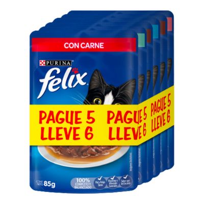 Imagen de Alimento húmedo para gato FELIX pague 5 lleve 6 x85 g c/u