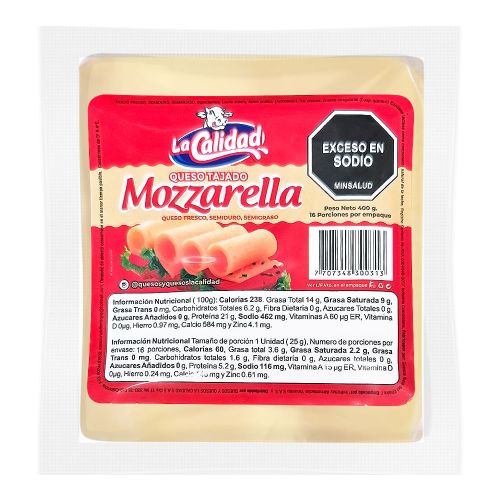 Imagen de Queso LA CALIDAD mozzarella tajado x400 g