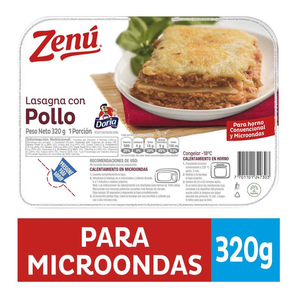 Imagen de LASANGA POLLO ZENU 320  gr